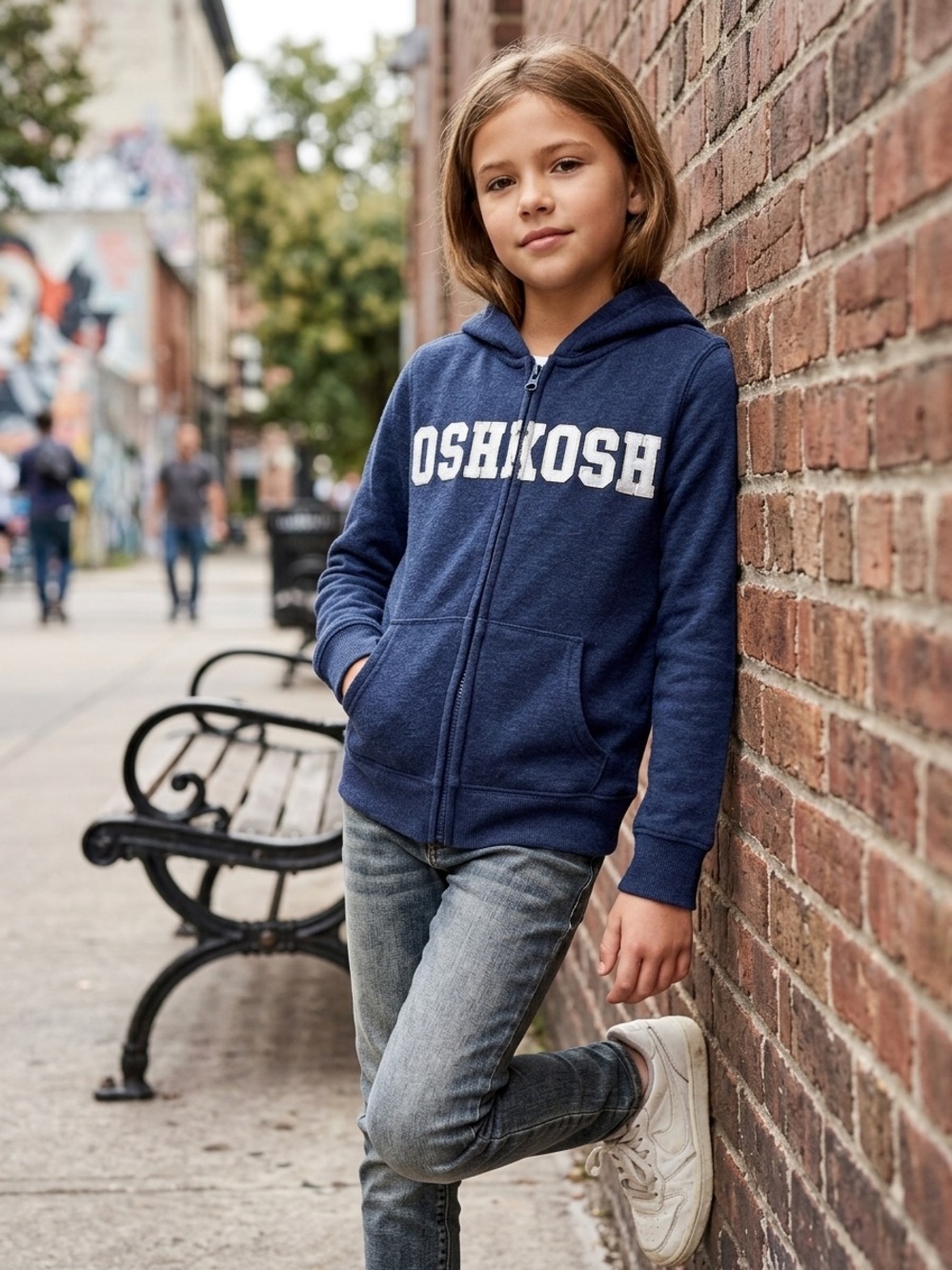 OshKosh B'gosh Dark Blue Zip Hoodie with White Logo